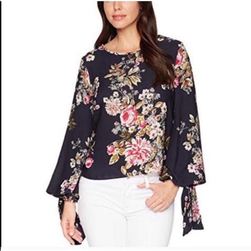Vince Camuto Floral Blouson Long Sleeve Blouse Top